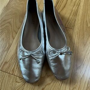 SCHUTZ Silver Flats with Classic Bow Detail
